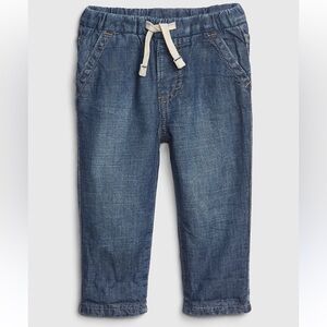 🫐3/$30 GAP Kids Blue Denim Lined Jogger Jeans size 6-12m